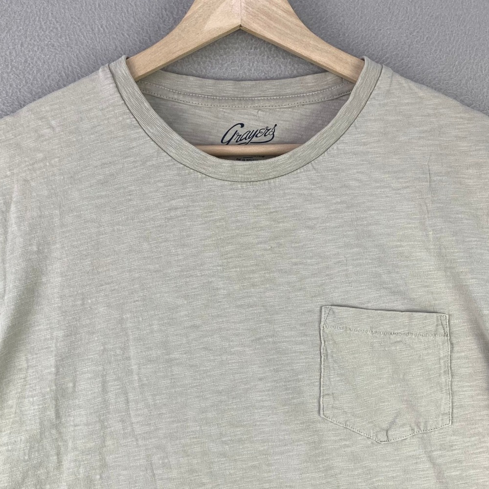 Grayers Slub Cotton Pocket T-Shirt Mens Medium Beige Casual Short Sleeve Tee